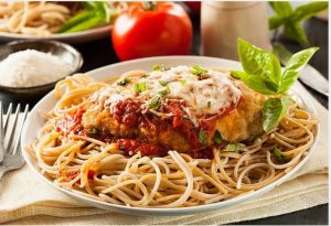 Italian Chicken over Lemony Spaghetti