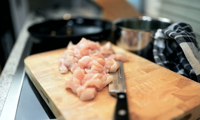 Knife With Chicken Meat